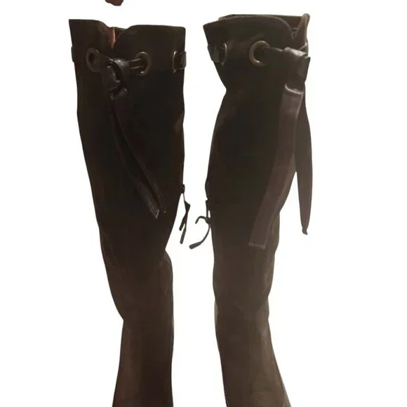 Franco Sarto Indie Knee High Boots Women's Size 8M Brown Leather and Suede - Picture 7 of 9